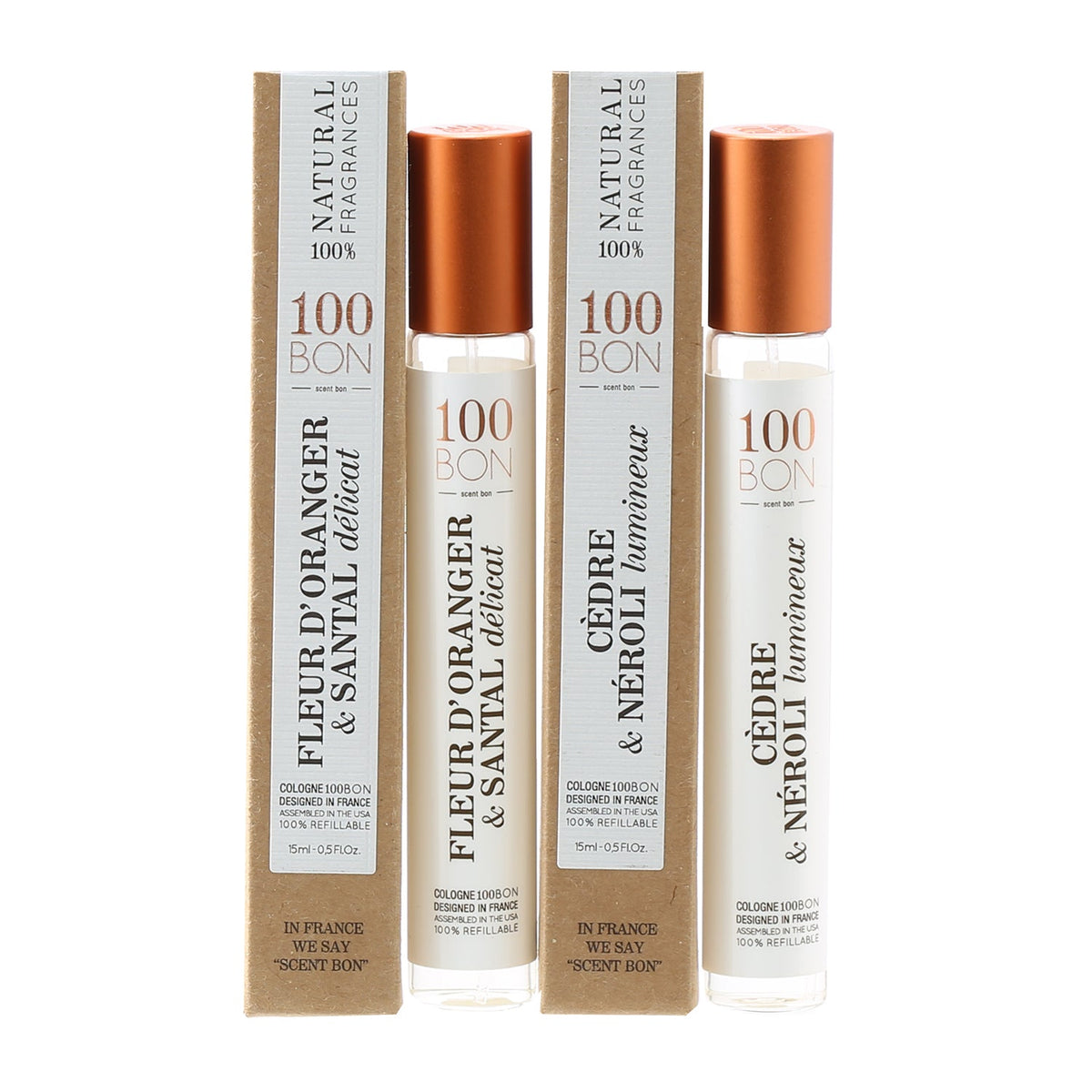 100Bon Fleur D'Oranger & Santal .5 oz, Cedre &Neroli .5 oz Pen Spray Duo