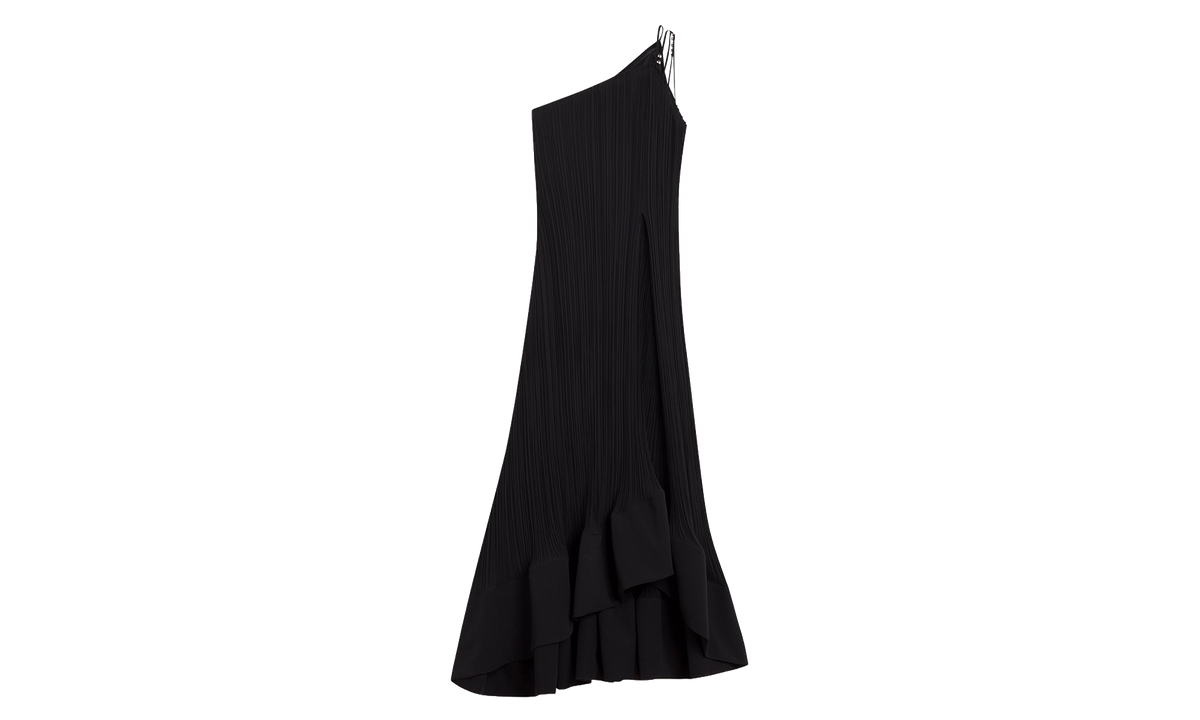 ONE-SHOULDER PLEATED LONG DRESS "Black" RW DR0011 5904 P24_10